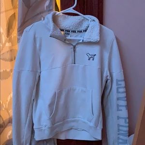 PINK half zip sherpa sweatshirt